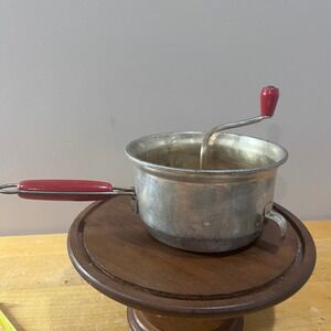 Vtg Foley Food Mill Red Wood Handle Aluminum Hand Crank Farmhouse Decor 1950s‎
